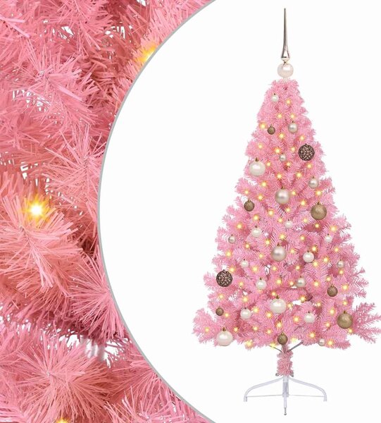Umělý osvětlený vánoční stromeček Růžová 150 cm PVC 3397061