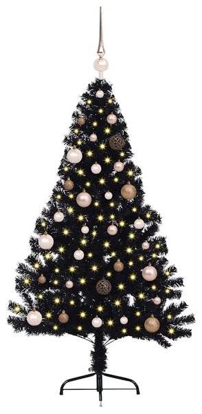 Umělý osvětlený vánoční stromeček Černá 150 cm PVC 3397126