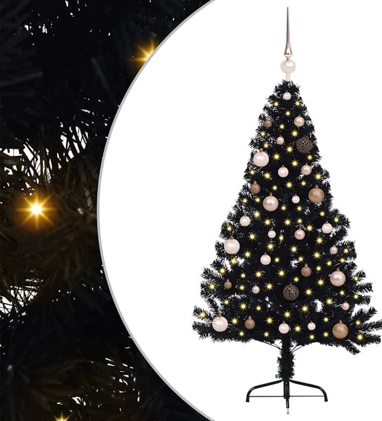 Umělý osvětlený vánoční stromeček Černá 150 cm PVC 3397126