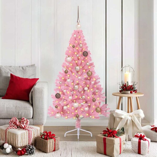 Umělý osvětlený vánoční stromeček Růžová 150 cm PVC 3397061