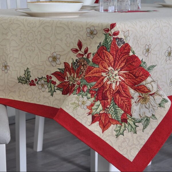 Vánoční ubrus s motivem Poinsettia 140x180 cm