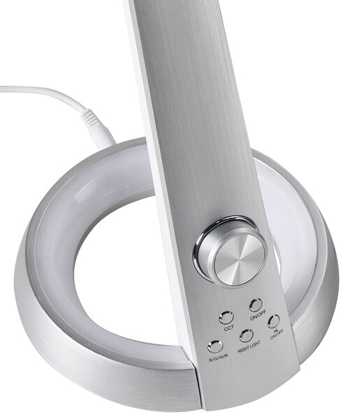 LED stolní lampa CANOPUS s USB portem Stříbrná