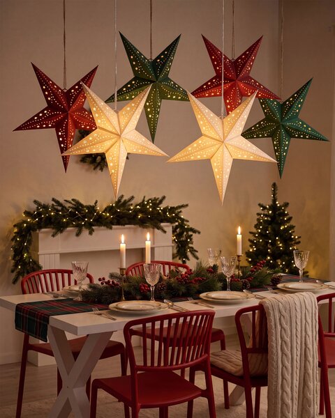 Sada 2 závěsných dekorací LED MOTTI 45 cm Hvězda Bílá