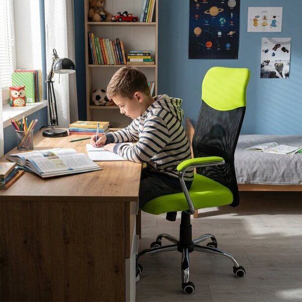 Dětská židle Neoseat TEENAGE — látka, černá / reflexní zelená