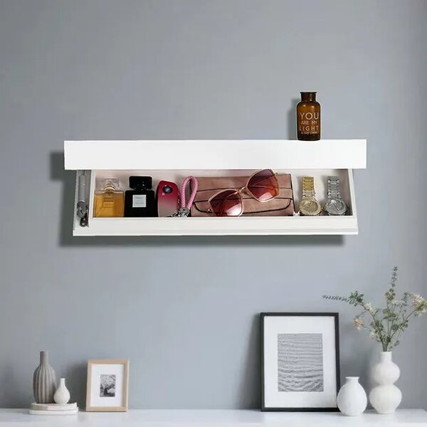 Floatshelf™ Nástěnná Police S Tajnou Přihrádkou (53 X 17,5 X 5 Cm), Černá