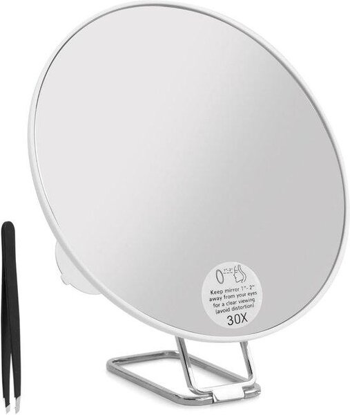Zvětšovací zrcadlo 30x - 15 cm - 3 sací poháry - 360° nastavitelné držák, ideální pro make-up - QuickShopping