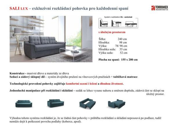 Rozkládací pohovka SALI lux