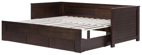 Postel se zásuvkami Dřevo CAHORS 90 x 200 cm Tmavě hnědá