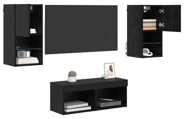 Skříňky na TV zeď 4 ks Černý dub Kompozitní dřevo 3402916