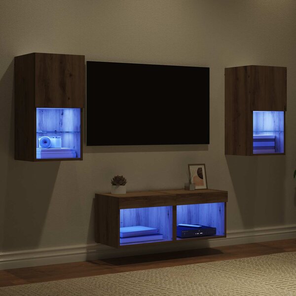 Skříňky na TV zeď 4 ks Artisanový dub Kompozitní dřevo 3402915