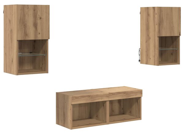 Skříňky na TV zeď 4 ks Artisanový dub Kompozitní dřevo 3402915