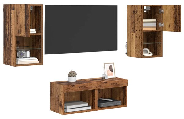 Skříňky na TV zeď 4 ks Staré dřevo Kompozitní dřevo 3402914