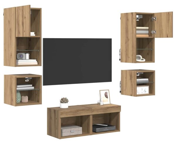 Nábytkové stěny pro TV 8 ks Artisanový dub Kompozitní dřevo 3402921