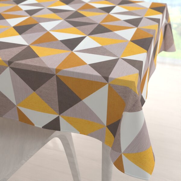 Biante Sametový čtvercový ubrus Tamara TMR-020 Žluto-šedé trojúhelníky 40x40 cm