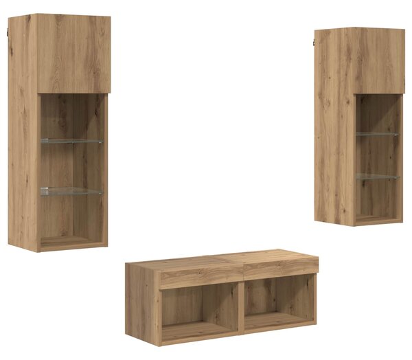 Skříňky na TV zeď 4 ks Černý dub Kompozitní dřevo 3402918