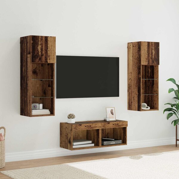 Skříňky na TV zeď 4 ks Artisanový dub Kompozitní dřevo 3402917