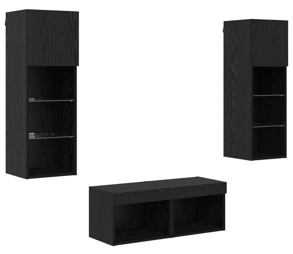 Skříňky na TV zeď 4 ks Černý dub Kompozitní dřevo 3402919