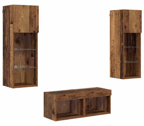 Skříňky na TV zeď 4 ks Artisanový dub Kompozitní dřevo 3402917
