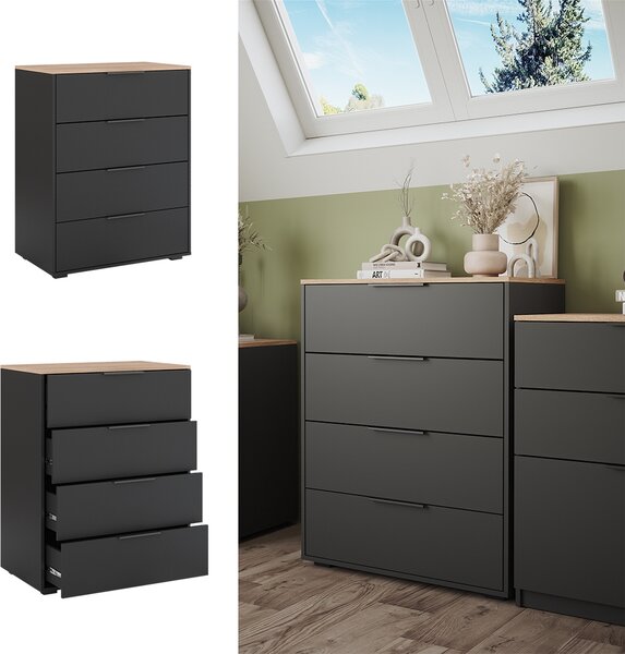 Příborník Vicco Betti Anthracite/Sonoma 30 x 83.6 cm se 4 zásuvkami, Model 41617