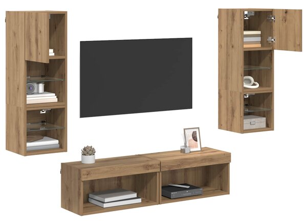 Nástěnná skříňka na TV 6 ks Artisanový dub Kompozitní dřevo 3402930