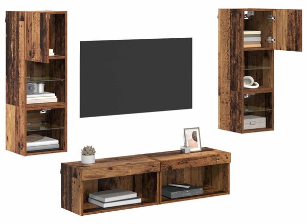 Nástěnná skříňka na TV 6 ks Staré dřevo Kompozitní dřevo 3402929