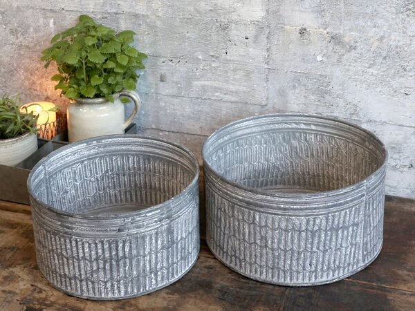 Chic Antique Sada 2 ks pozinkových květníků