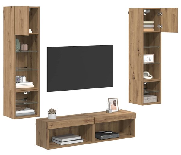 Nástěnná skříňka na TV 6 ks Artisanový dub Kompozitní dřevo 3402933
