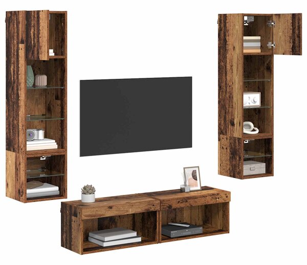 Nástěnná skříňka na TV 6 ks Staré dřevo Kompozitní dřevo 3402932