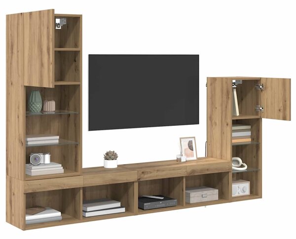Nábytkové stěny pro TV 4 ks Artisanový dub Kompozitní dřevo 3402945