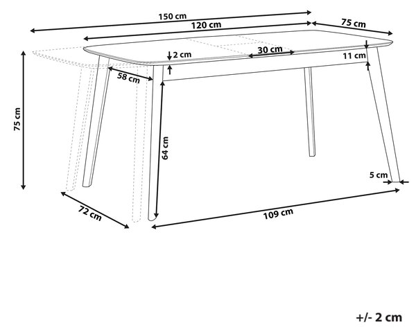Rozkládací jídelní stůl MADOX Tmavý ořech 120/150 cm 75 cm