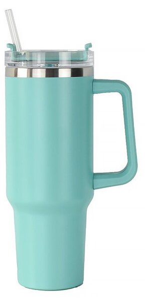 Termohrnek nerezový G869 XXL 1200 ml s brčkem v tyrkysové barvě