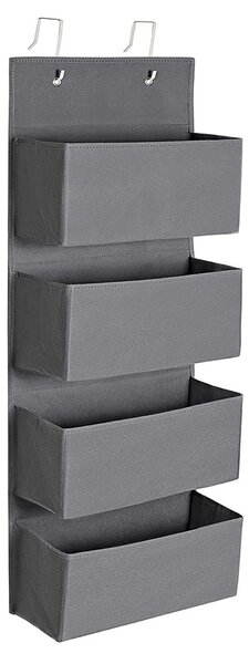 SONGMICS Nástěnný úložný organizér se 4 kapsami, 33,5 x 100 x 12 cm, šedý