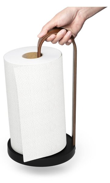 Černý dřevěný stojan na papírové utěrky ø 17 cm Bellwood – Umbra
