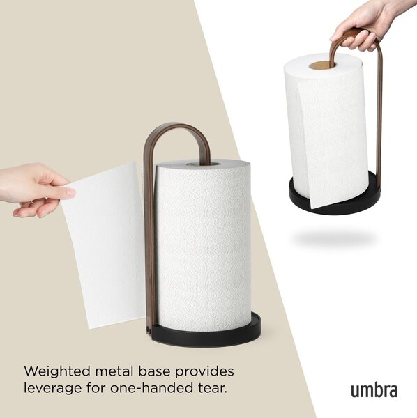 Černý dřevěný stojan na papírové utěrky ø 17 cm Bellwood – Umbra