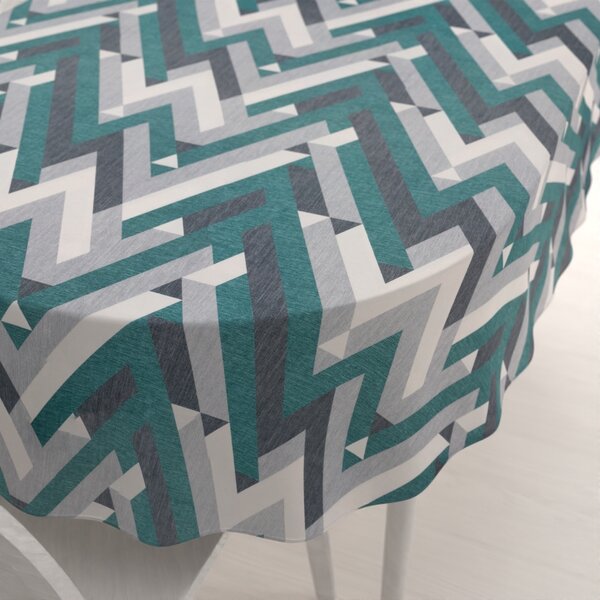 Biante Sametový oválný ubrus Tamara TMR-026 Zeleno-šedý designový cik-cak 100x140 cm