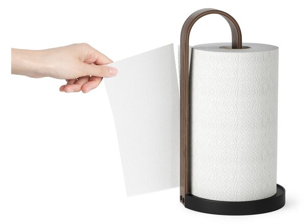 Černý dřevěný stojan na papírové utěrky ø 17 cm Bellwood – Umbra
