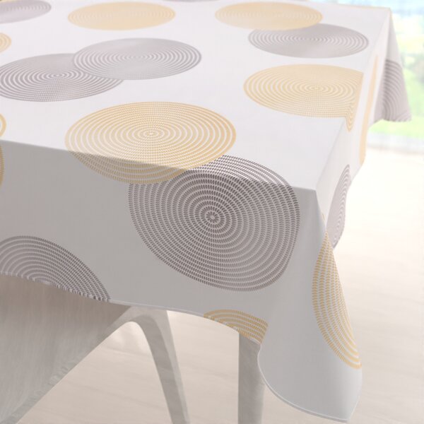Biante Sametový čtvercový ubrus Tamara TMR-023 Žluté a šedé designové kruhy na smetanovém 60x60 cm