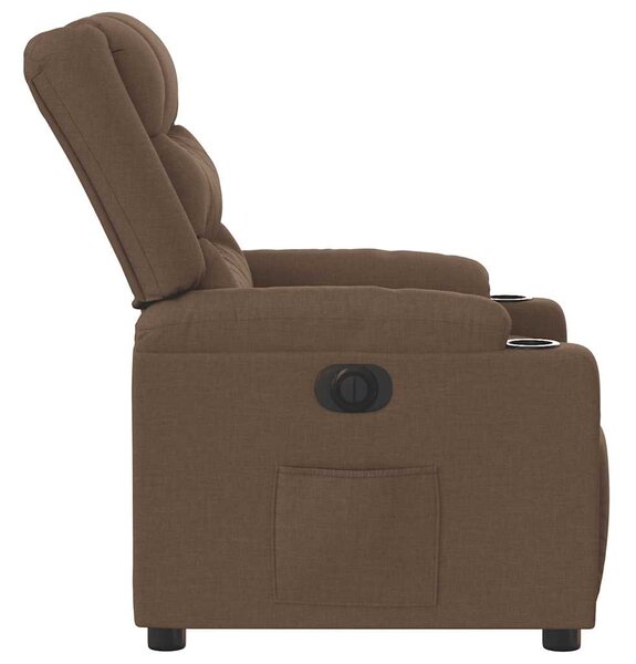Elektrické polohovací křeslo hnědé textil 3310248