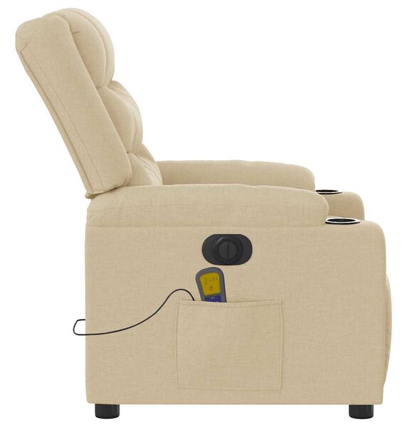 Elektrické masážní polohovací křeslo krémové textil 3310259