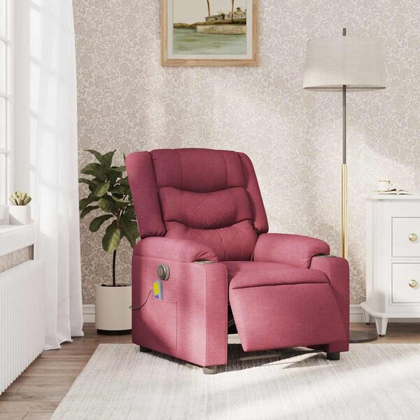 Elektrické masážní polohovací křeslo vínové textil 3310254