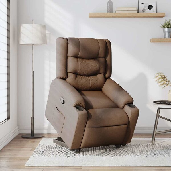 Zvedací polohovací křeslo hnědé textil 3310262