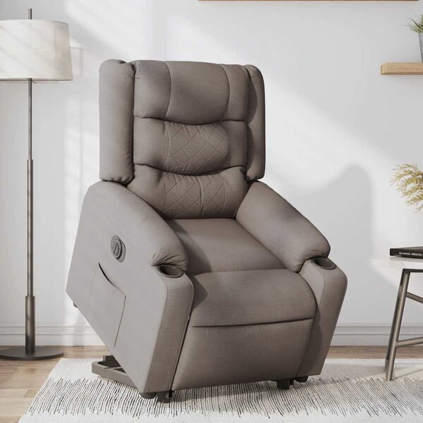 Elektrické zvedací polohovací křeslo taupe textil 3310279