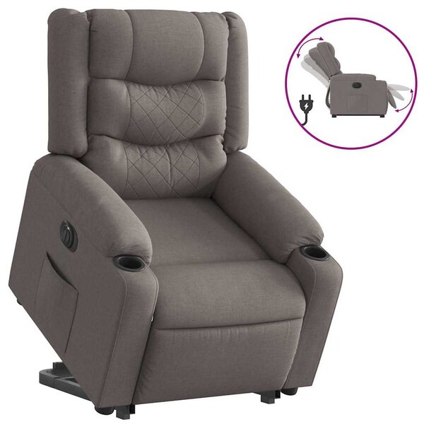 Elektrické zvedací polohovací křeslo taupe textil 3310279