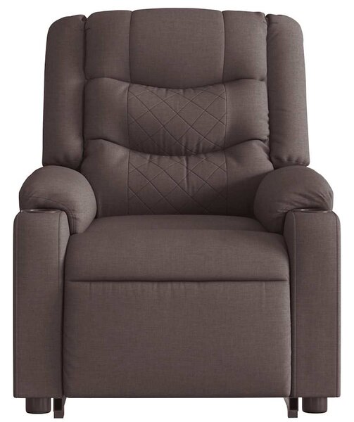 Zvedací polohovací křeslo tmavě hnědé textil 3310263