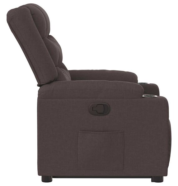 Zvedací polohovací křeslo tmavě hnědé textil 3310263