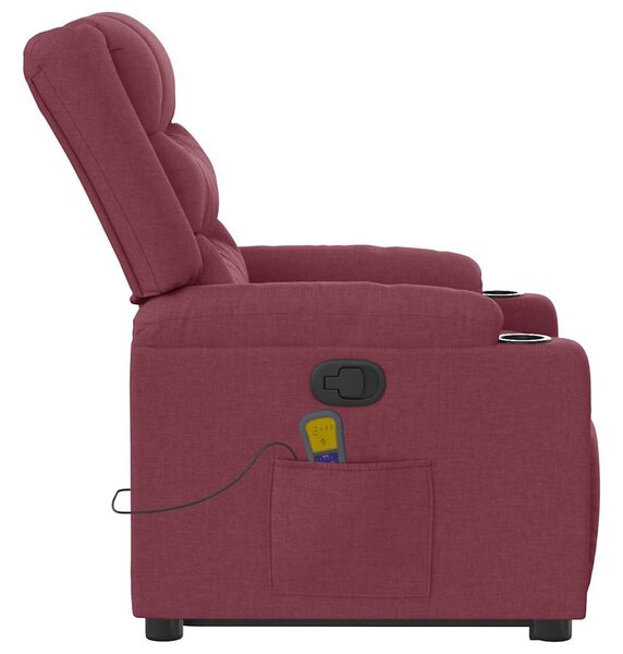 Zvedací masážní polohovací křeslo vínové textil 3310268