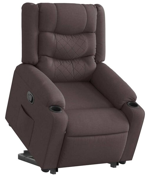 Zvedací polohovací křeslo tmavě hnědé textil 3310263