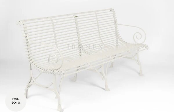 Kovová lavice Arras B4 Barva: Pure White - RAL 9010, Galvanizace: Nic
