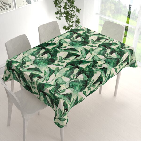 Biante Sametový obdélníkový ubrus Tamara TMR-028 Velké zelené listy 50x100 cm