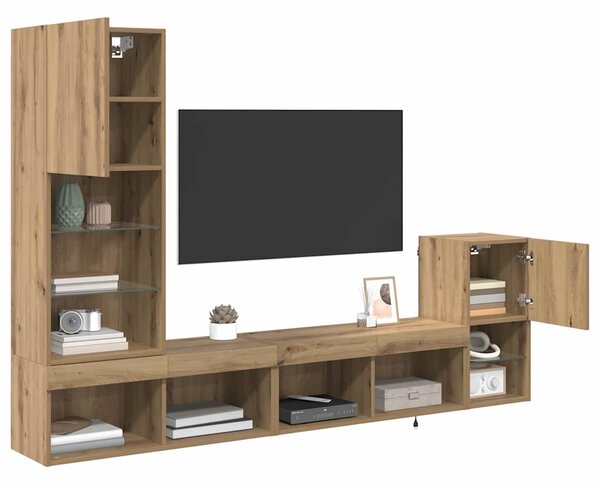 Nábytkové stěny pro TV 4 ks Artisanový dub Kompozitní dřevo 3402948